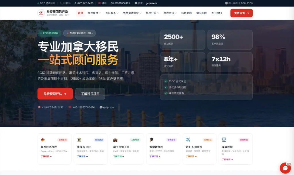 Cachina Visa Consulting website preview
