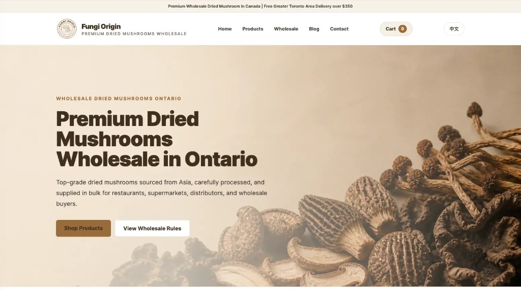 Fungi Origin website preview